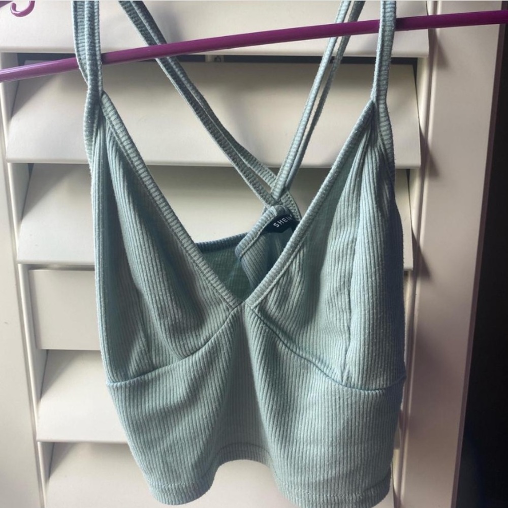 Sage green ribbed crop top from shein. Size small